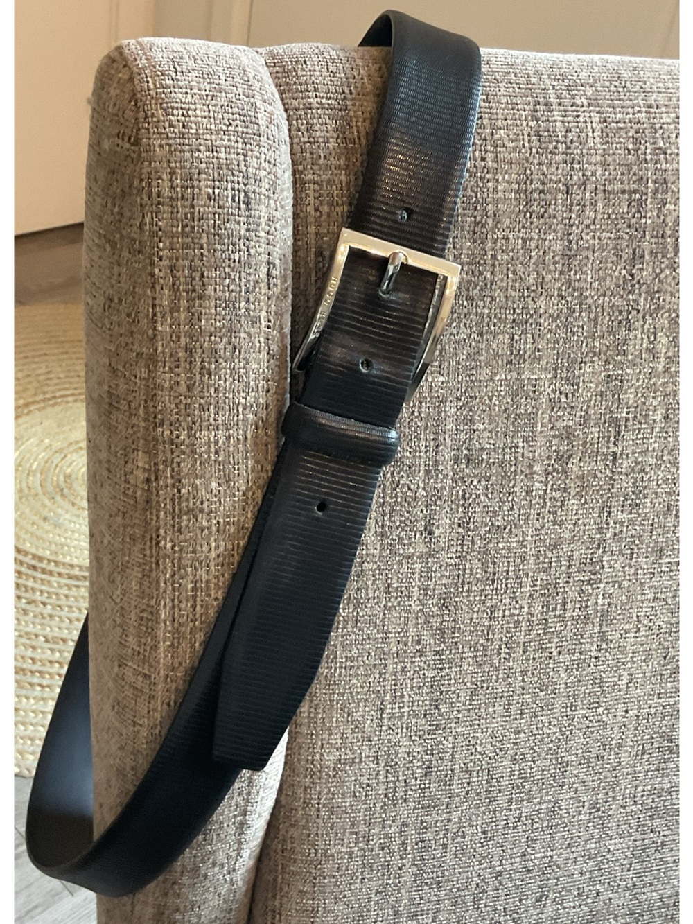 BOSS Hugo Boss Modern textured with Silver Rectangle Buckle Belt.